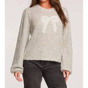 NEW SALTWATER LUXE margow bow sweater in heather grey